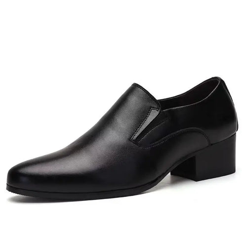 Men's Leather Business Shoes Slip-On Pointed Toe Loafers for Weddings and Daily Wear